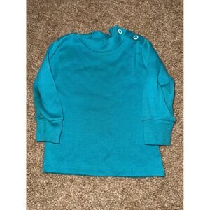 McKids Vintage Blue Long‎ Sleeve Shirt Size M Made in USA Button Shoulder